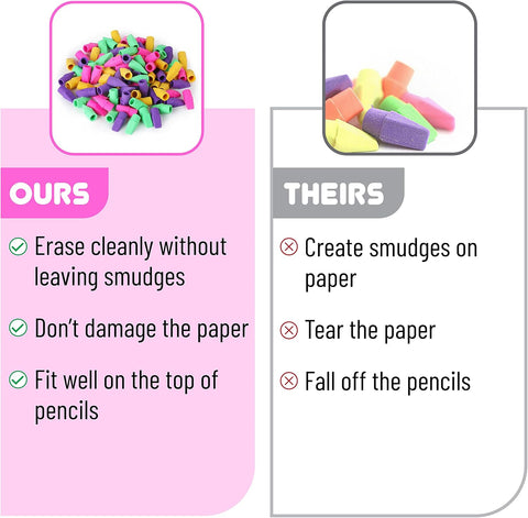 Mr. Pen- Pencil Top Erasers, 120 Pack, Latex-Free, No-Smudge