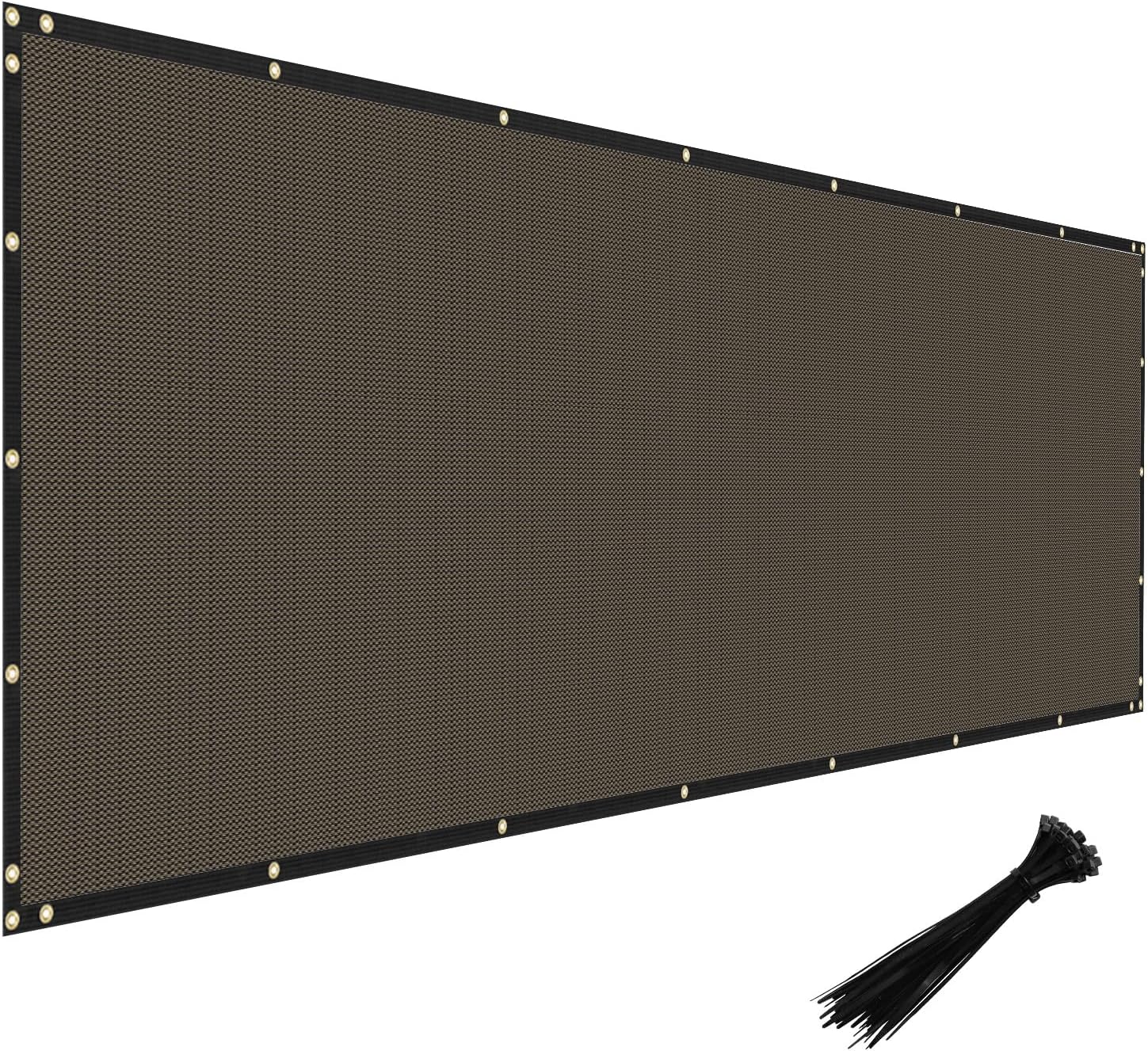 Windscreen4less 4' x 20' Privacy Fence Screen Heavy Duty Windscreen Fencing Cover Windblock Mesh Fabric Shade Cloth with Brass Grommtes for Garden Yard Pool Deck Carport Construction, Brown