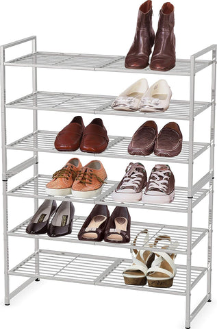 Simple Houseware 3-Tier Stackable Wired Grid Shoe Rack, Silver