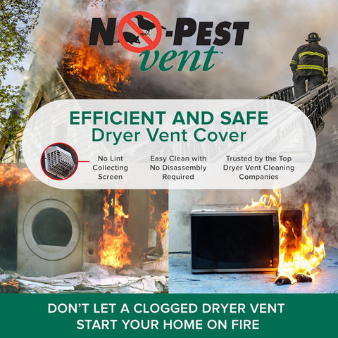 NO-PEST VENT Dual Door Dryer Vent Cover 4 Inch Outdoor, Made in USA, Highest UV-Resistant Plastic, No Lint-Collecting Screen (White, 4” Plastic Vent With Duct Tube)