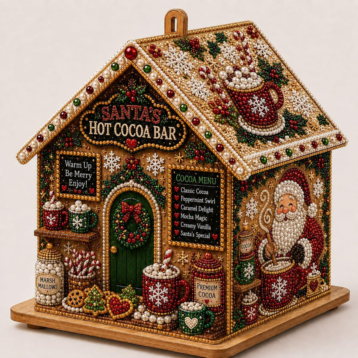 3D Wooden Christmas House Diamond Art Kit for Adults, Pearl Ornament
