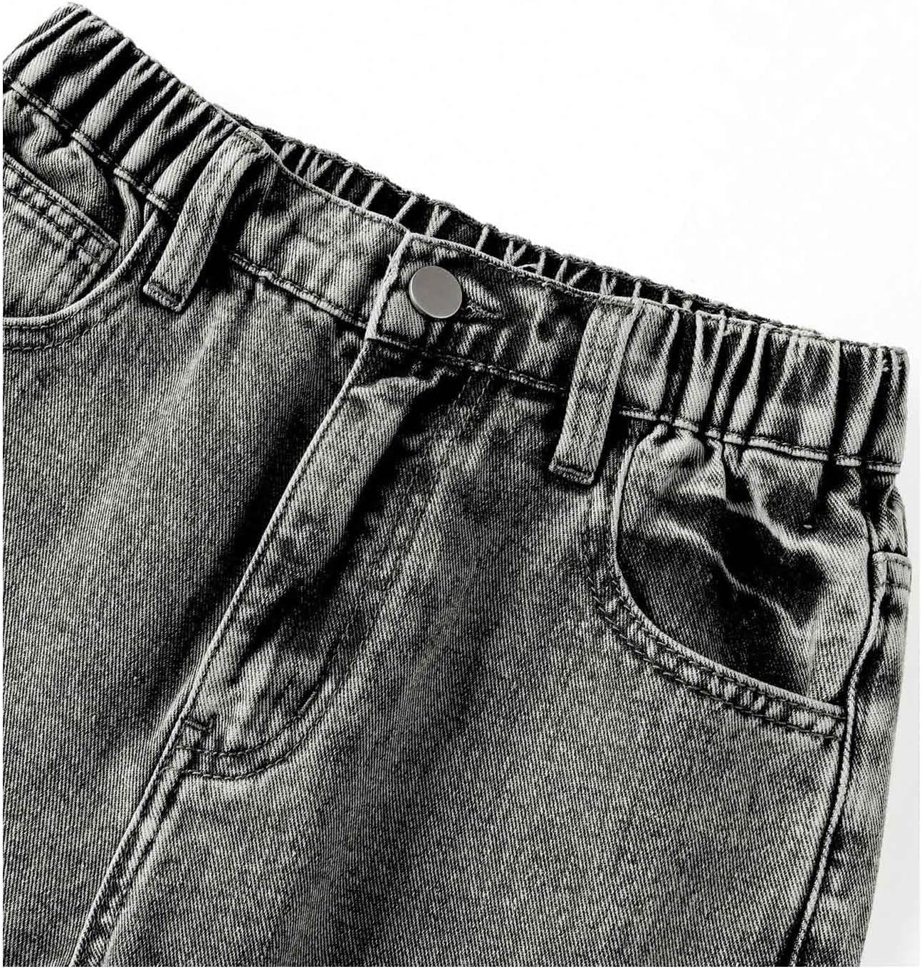 BEAUDRM Girl's Baggy Jeans Wide Leg Cute Jeans