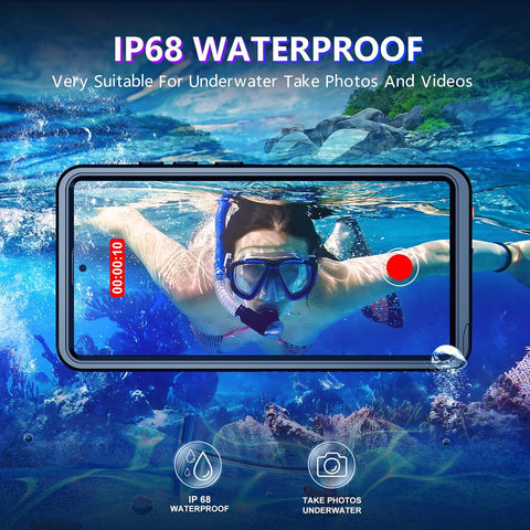 Designed for Samsung Galaxy S24 Ultra Case,Waterproof Built-in Lens & Screen Protector [Full Body Shockproof][Military Drop Proof][IP68 Underwater] Phone Case for S24 Ultra 5G-Black (2024)