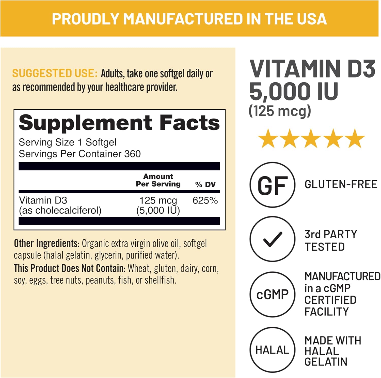 NatureWise Vitamin D3 5000IU Supplement, Immune Support, 360 Mini Softgels