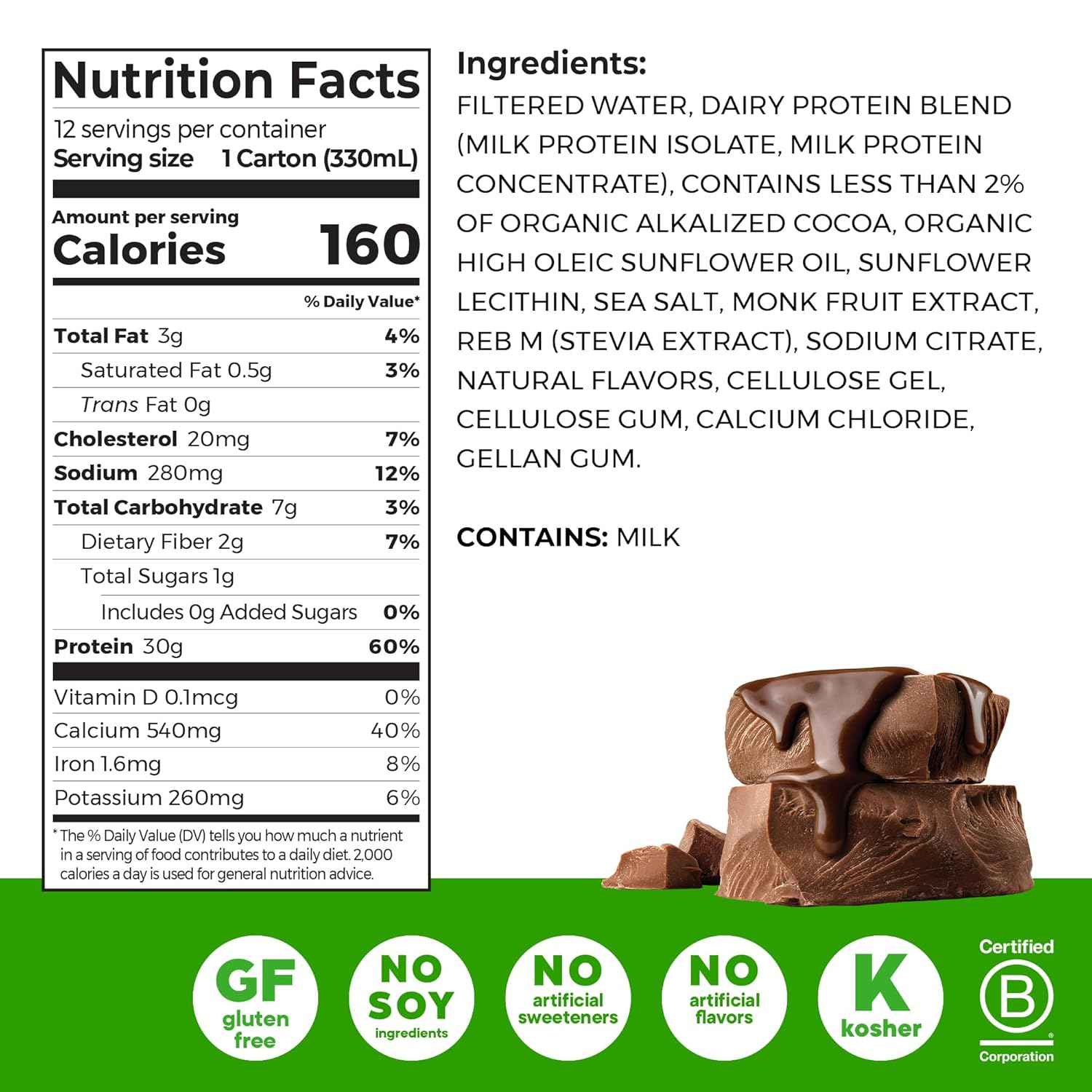 Orgain 30g High Protein Dairy Shake, 5g BCAAs, Chocolate, 11 oz, 12pk | Ready to drink dairy isolate milk protein, meal replacement, 1g sugar per serving, keto friendly, gluten free