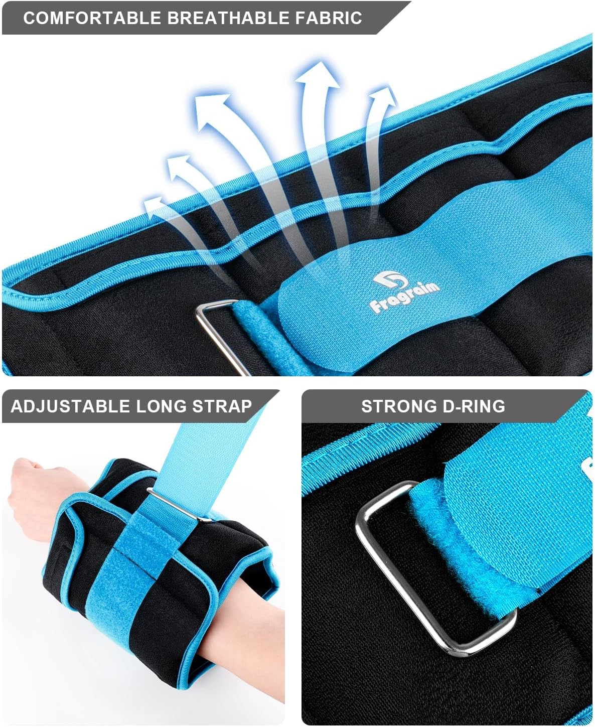 Fragraim Adjustable Ankle Weights 1-3/4/5/6/8/10/12/15/20 LBS Pair with Removable Weight for Jogging, Gymnastics, Aerobics, Physical Therapy