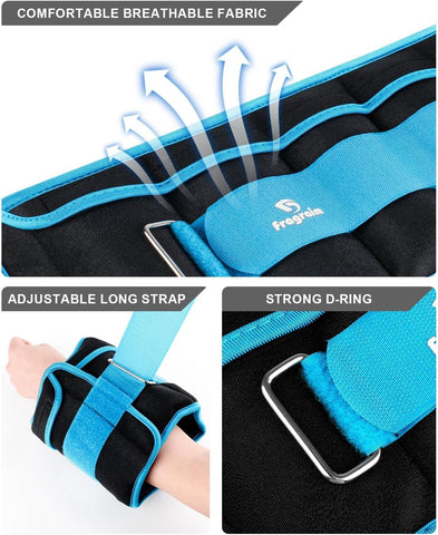 Fragraim Adjustable Ankle Weights 1-3/4/5/6/8/10/12/15/20 LBS Pair with Removable Weight for Jogging, Gymnastics, Aerobics, Physical Therapy