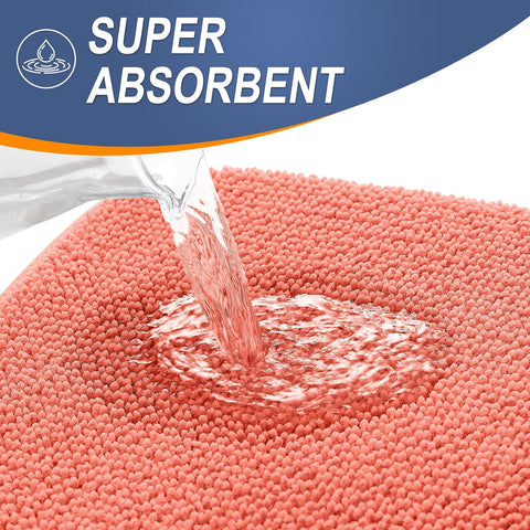 OLANLY Thick Memory Foam Bathroom Rugs 30x20, Absorbent Bath Mat, Coral