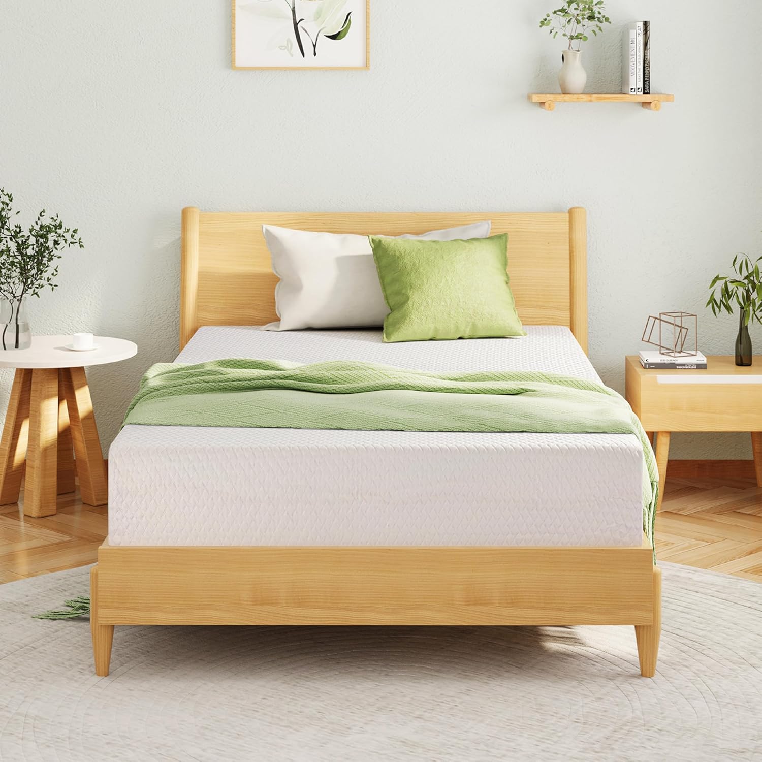 EGOHOME Full Size Memory Foam Mattress 8 Inch, Green Tea, Medium Firm