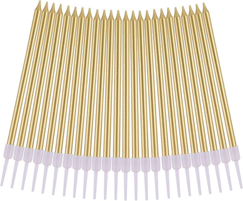 PHD CAKE Gold Long Thin Metallic Birthday Candles, Cake Candles, Birthday Parties, Wedding Decorations, Party Candles, Cake Decorations
