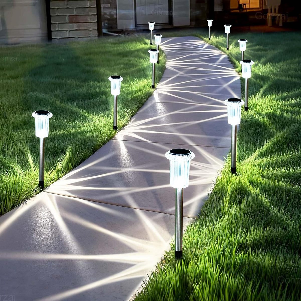 15 Pack Solar Pathway Lights Outdoor Waterproof, Cool White LED