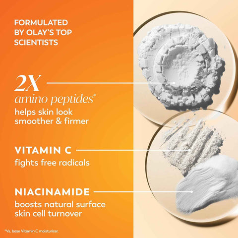 Olay, Vitamin C MAX Face Moisturizer, Brightening Cream for Women, Hydrating, Evens Tone, Dark Spot and Hyperpigmentation Reduction, Glowing Skin Care - Niaciniamide, Peptides, 1.7 Ounce