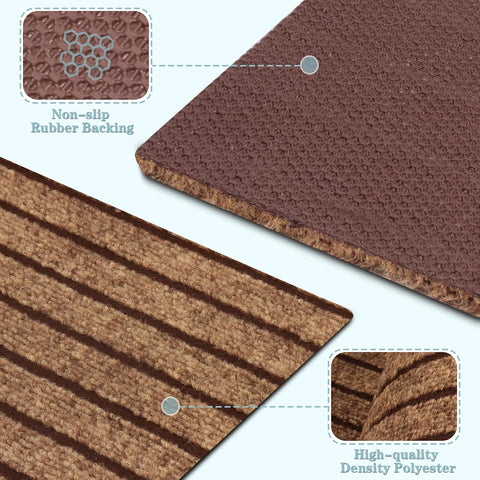 Runner Rug 2FT x 10FT, AYOHA 2'-82' Utility Carpet Runner for Entryway Hallway Aisles Balcony Garages, Area Rugs with Non-Slip Rubber Backing, Brown Strip (Available Custom Sizes)