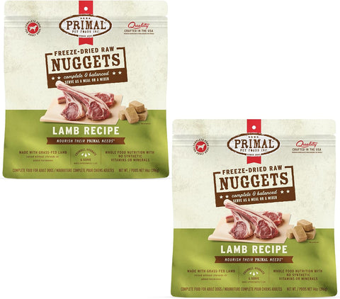 Primal Freeze Dried Raw Dog Food Nuggets, Lamb, 14 oz (2 Pack)