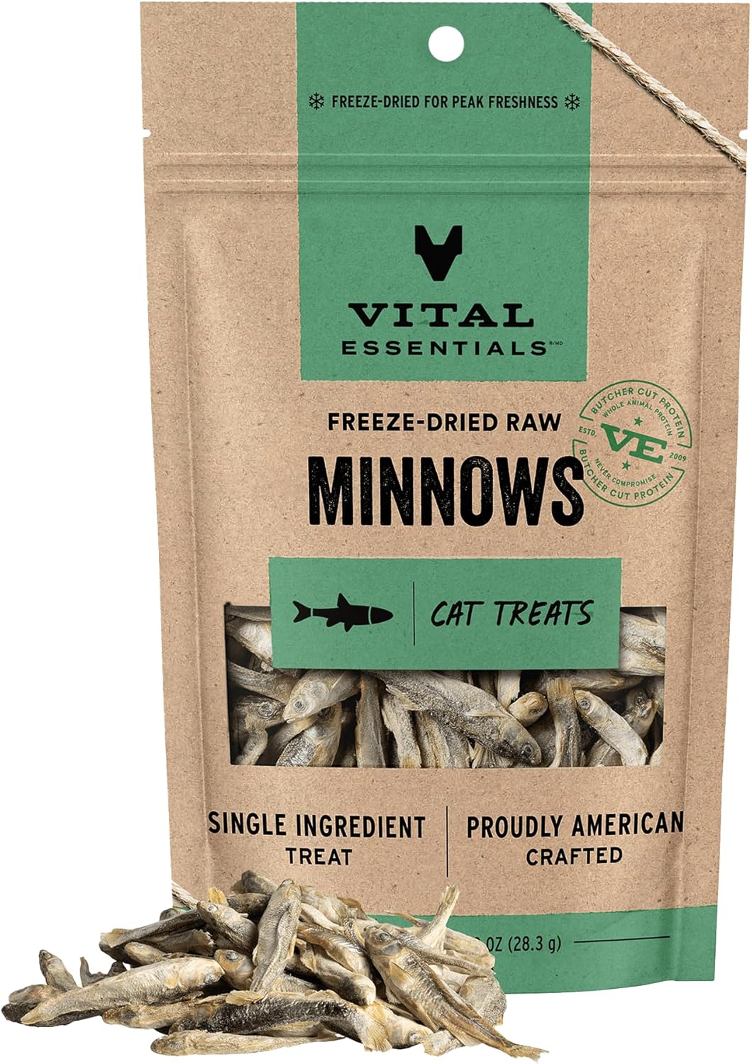 Vital Essentials Freeze Dried Minnows Cat Treats, 1.0 oz Bag