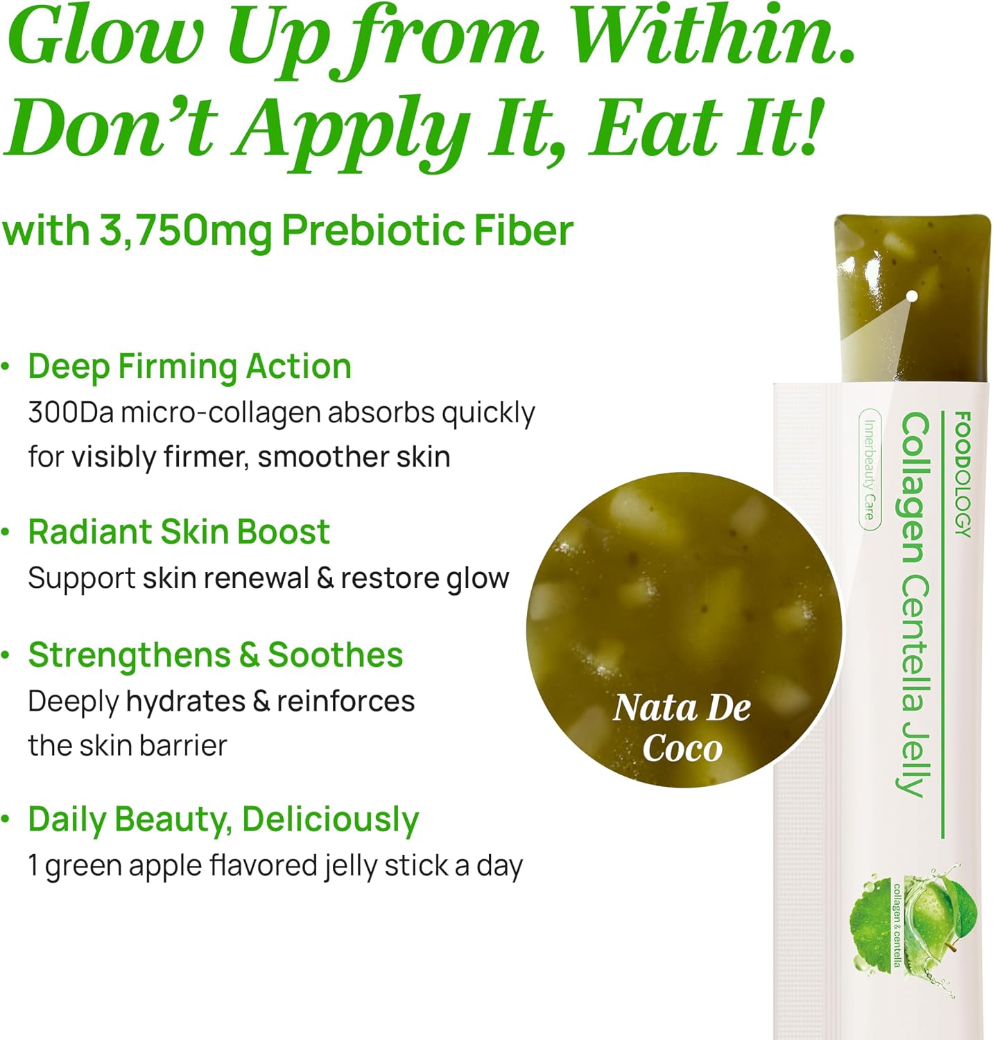 FOODOLOGY Coleology Centella Jelly Collagen Peptide, Gree Apple, 10 Sticks
