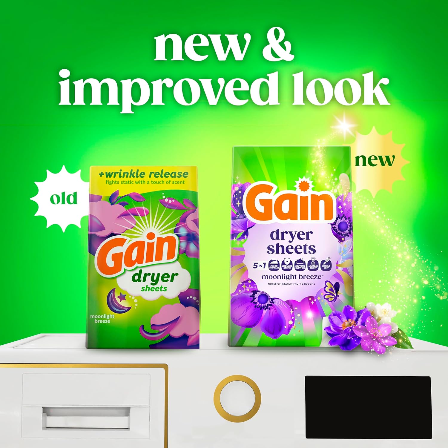 Gain, Laundry Dryer Sheets, Fabric Softener Anti Static Sheets, Moonlight Breeze Scent, 240 Count (Packaging May Vary)