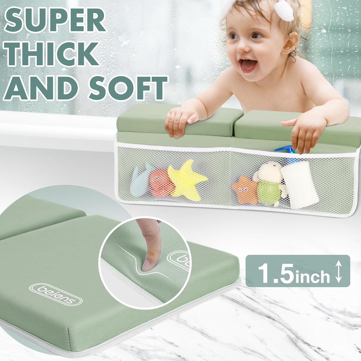 beiens Bath Kneeler and Elbow Rest Pad Set, 1.5-Inch Thick Memory Foam Pads