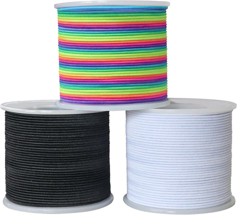 1.0mm Elastic Bracelet String Cord, Crystal Stretch Bead Cord for Bracelets Jewelry Making, Clear Stretchy Elastic String for Beading, Transparent Thread (1.0MM(Rainbow/Black/White)/495ft)