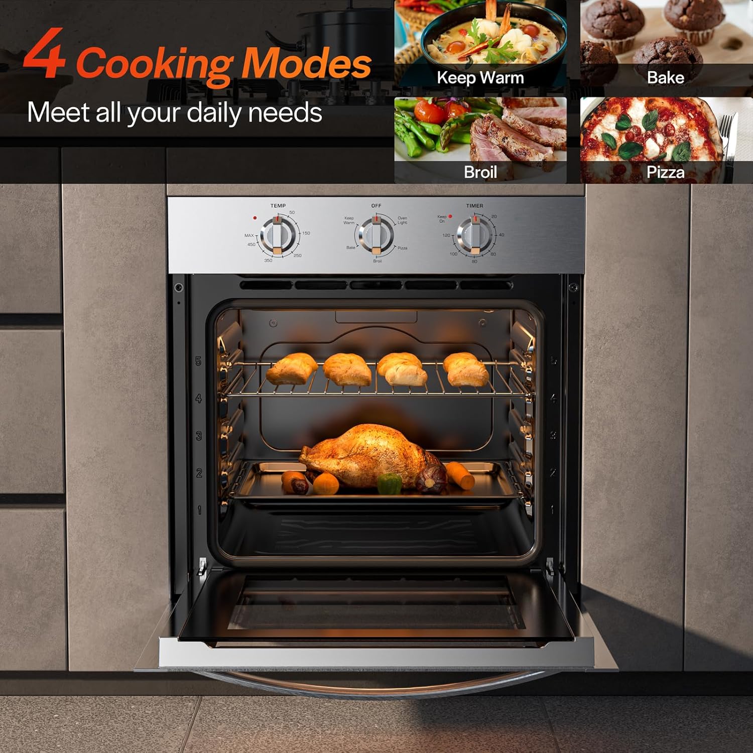 Empava Built-In Electric Single Wall Oven 24 inch, 2.5 Cu. ft. Capacity