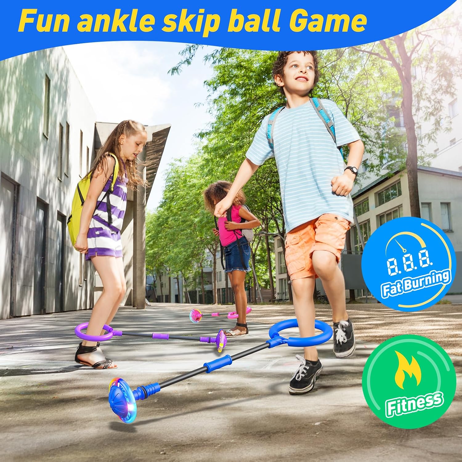 Flooyes Skip Ball for Kids,Ankle Skip Ball Toy with Counter,Cal Calculator