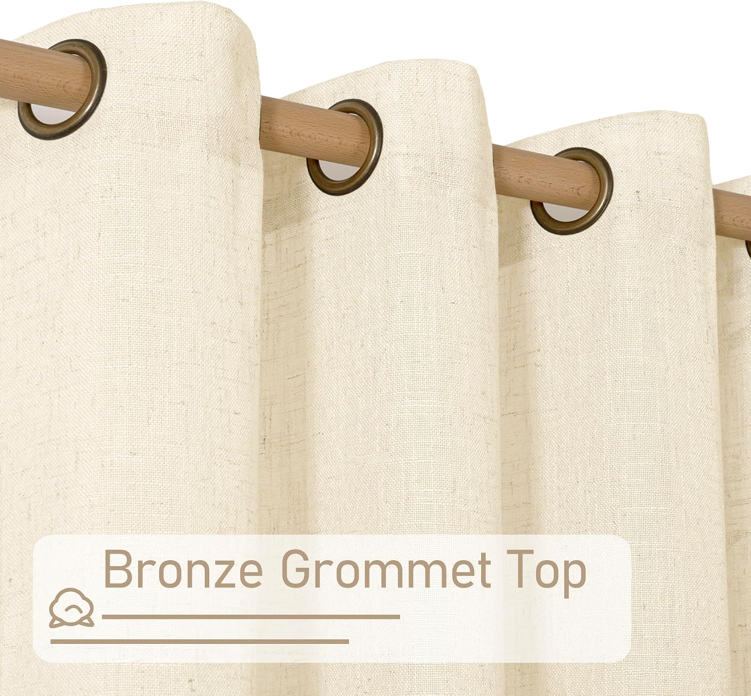 LAMIT Beige Linen Curtains 63 inch Length 2 Panels for Living Room