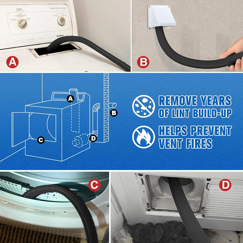 Sealegend Dryer Vent Cleaner Kit, Universal Vacuum Hose Attachment Black