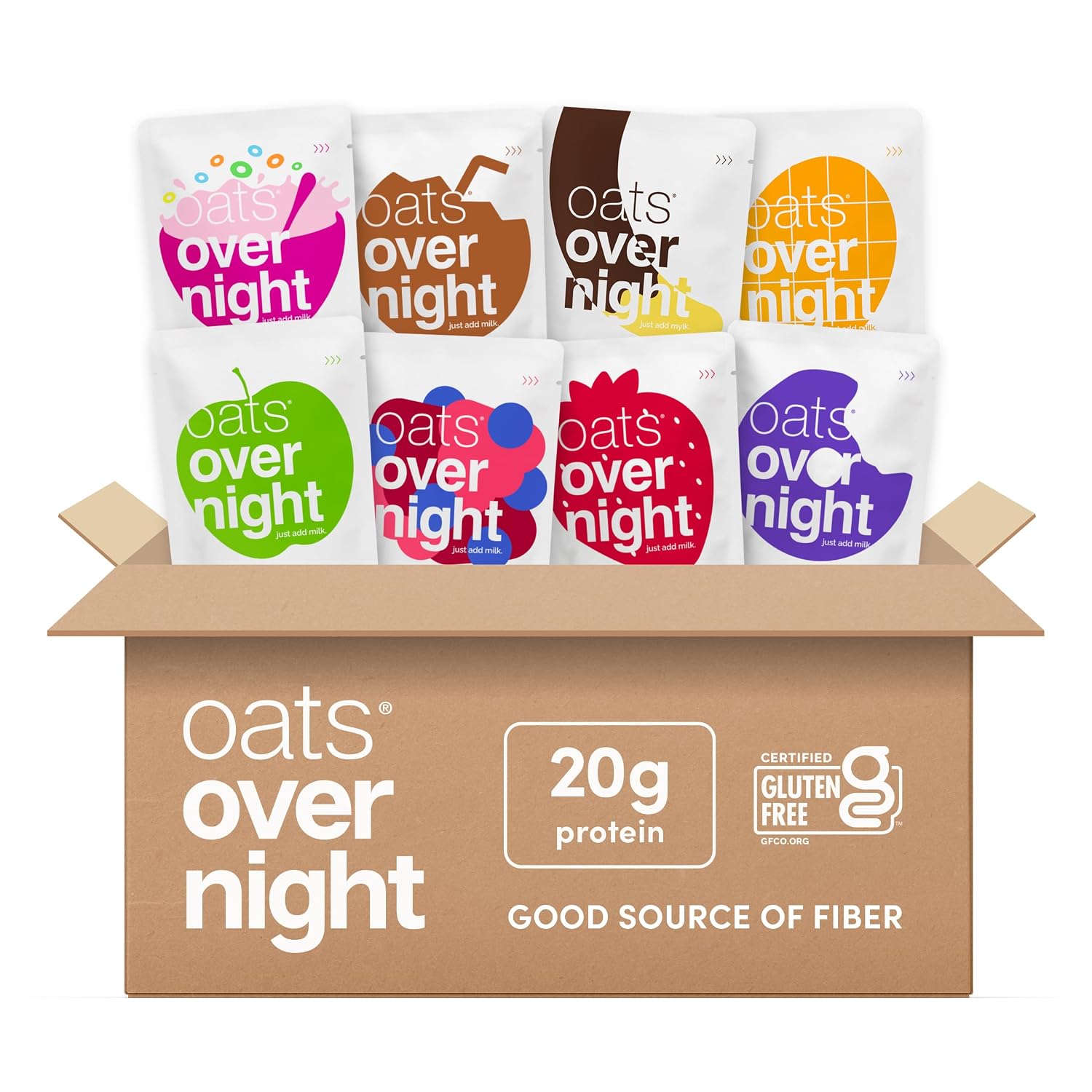 Oats Overnight Fruit Variety Pack – High Protein Oatmeal, 24 Pack