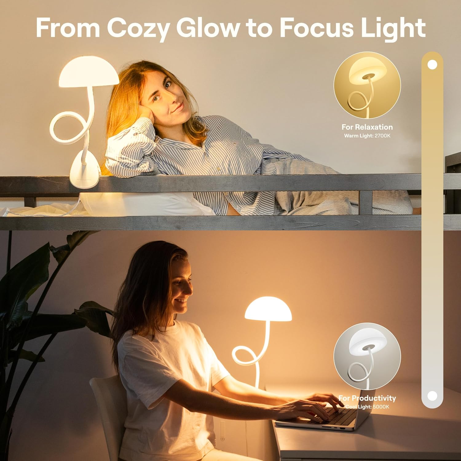 Smallish Shroommate Clip On Light for Dorm Room - 2.0 (Black)