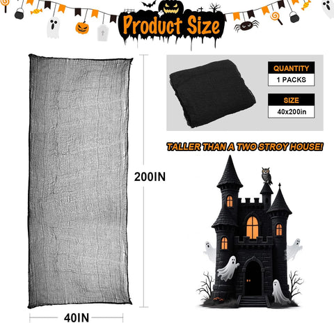 Land Guard Halloween Creepy Cloth Black 200 × 40 Inch Gauze Fabic
