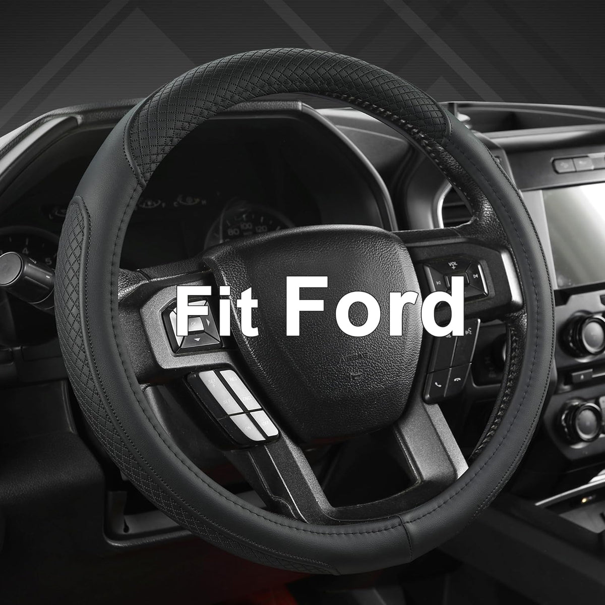 West Llama Car Steering Wheel Cover for Ford F-150, F-250, F-350, Expedition (Black-Large Size)