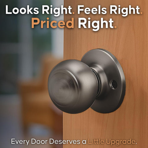 Copper Creek Colonial Passage Interior Door Knob – ANSI Grade-3 Certified, Modern Heavy Duty Handle, Easy Install and Reversible for Bedroom, Bathroom and Closets – Antique Nickel (1 Pack)