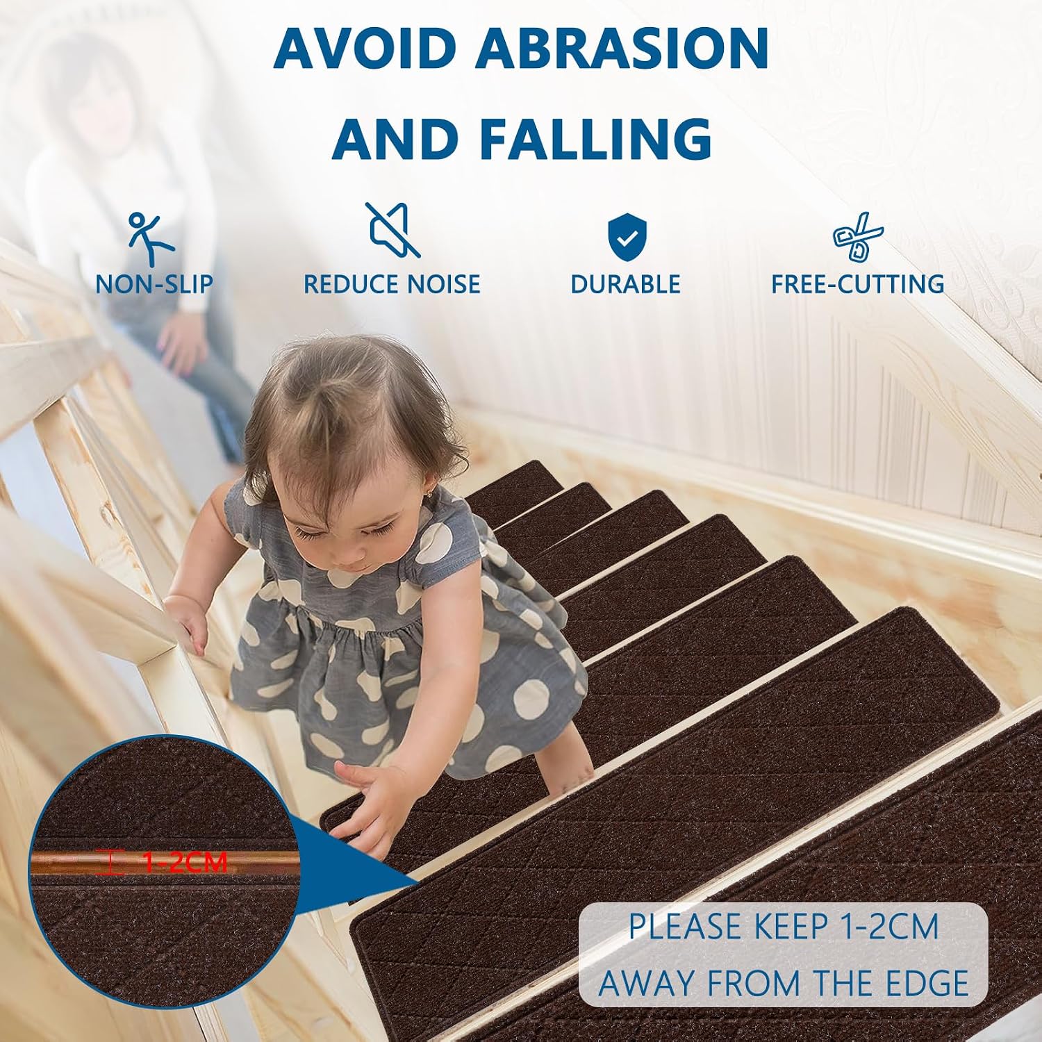 Stair Treads for Wooden Steps Indoor, KOOTETA 15 Pack 9" X 30" Non Slip