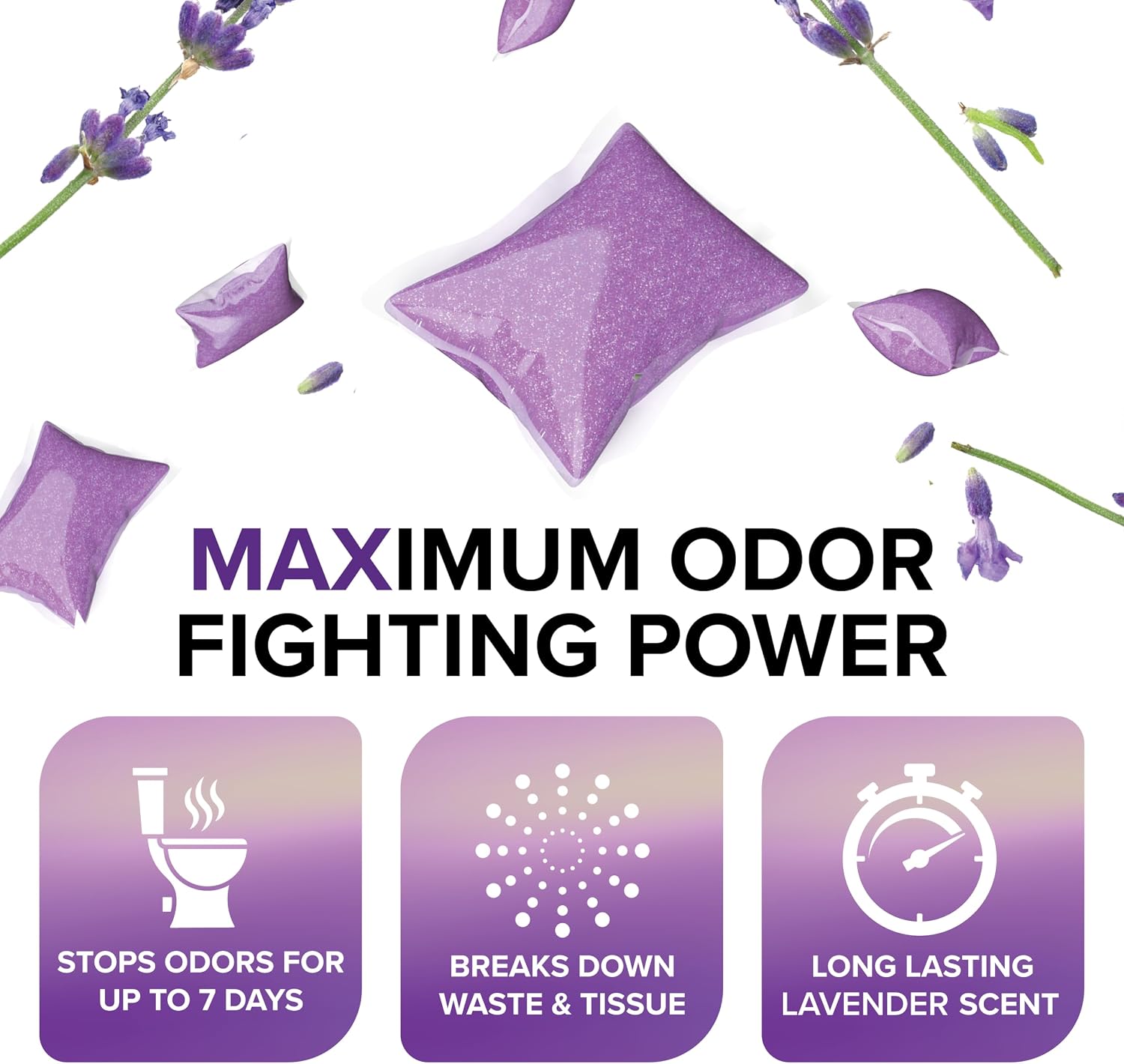 Camco TST MAX RV Toilet Treatment Drop-INs - Lavender 30-pk Made in the USA
