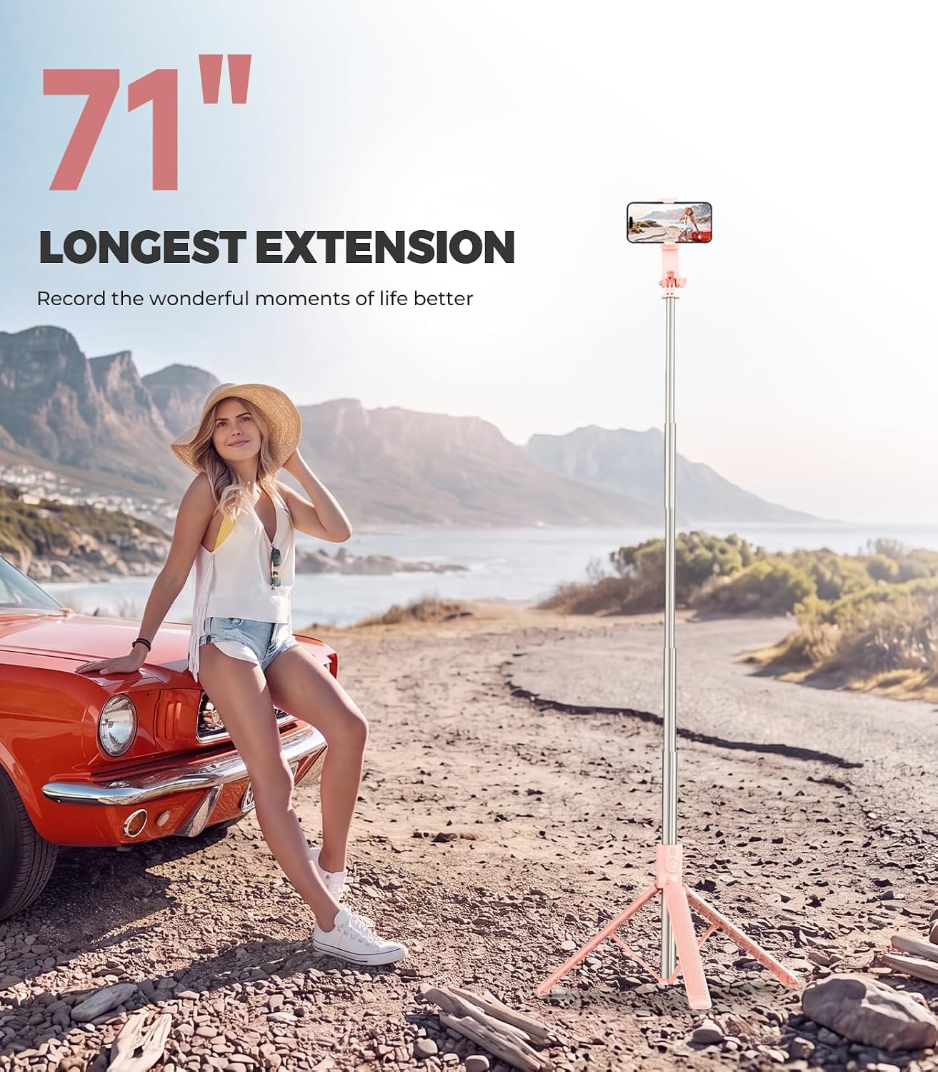 71” Phone Tripod & Selfie Stick for iPhone/Samsung/Android/Camera