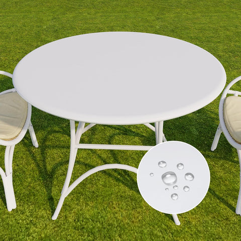 Romanstile Round Fitted Vinyl Tablecloth with Elastic Edge 100% Waterproof