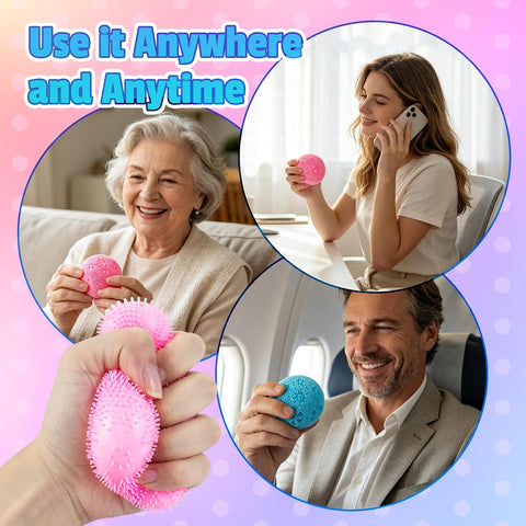 Fuzz Ball Squishy Stress Ball,Fuzzball Squishy,Soft Fidget Toy for Anxiety Relief, Sensory Squishy Ball Calming Tactile Grip for Soft Stress Relief Ball for Kids and Adults (Blue)