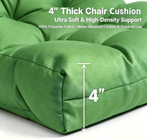 QILLOWAY Outdoor Chair Cushion for Patio Furniture, Waterproof Patio Cushions with Ties, Fade Resistant Replacement Pads for Outdoor Rocking Chairs,Green