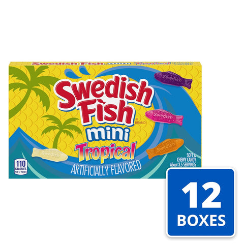 SWEDISH FISH Mini Tropical Soft & Chewy Gummy Candy, 12 Boxes