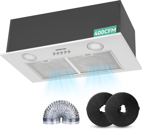 27.8 Inch Range Hood Insert 400CFM Build-In/Insert Stainless Steel Kitchen Vent Hood |3-Speed Controls |LED Lights| 2 Grease Filters|Ducted/ductless Convertible,QUIET
