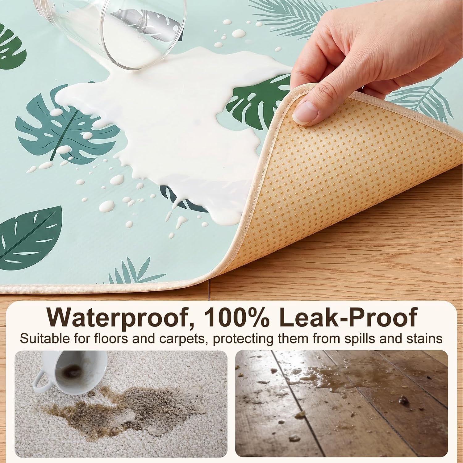 Basumee Splat Mat for Under High Chair, Waterproof & Mess-Proof Floor Mat
