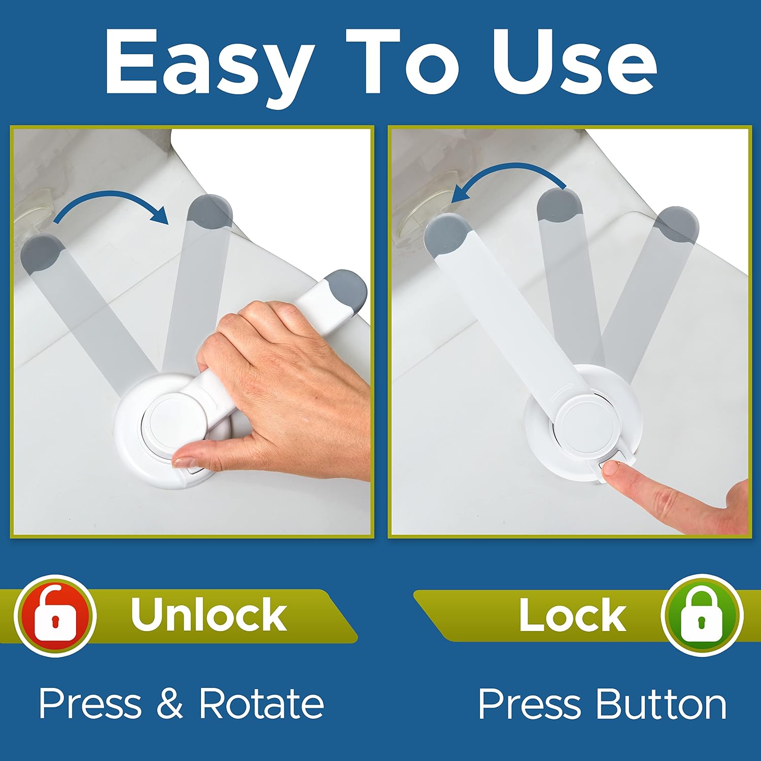 Toilet Locks Baby Proof (2-Pack) Ideal Baby Proof Toilet Lid Lock with Arm – No Tools Needed Easy Installation with 3M Adhesive – Top Safety Toilet Seat Lock – Fits Most Toilets, White