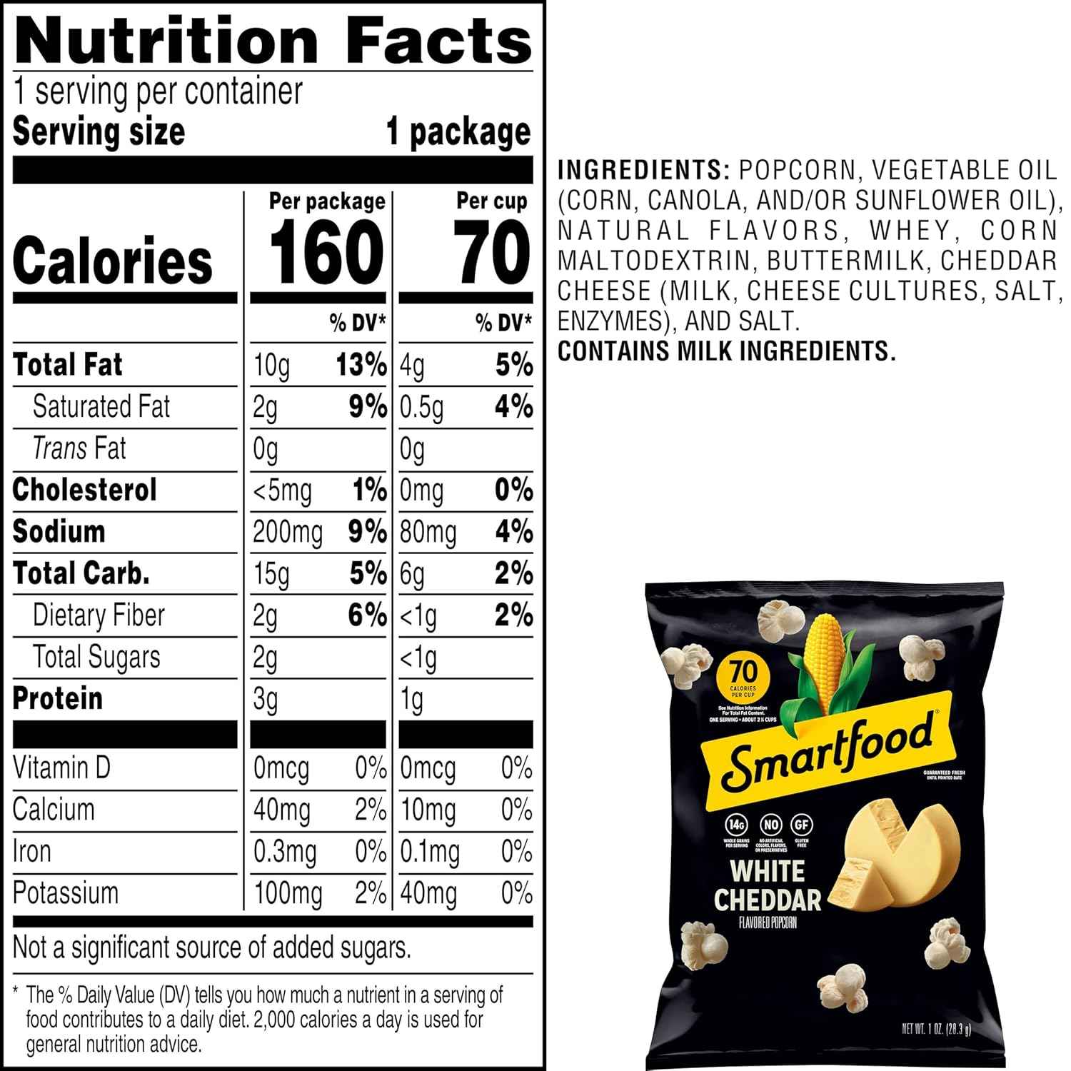 Smartfood Popcorn, White Cheddar, 1 Ounce (Pack of 64)