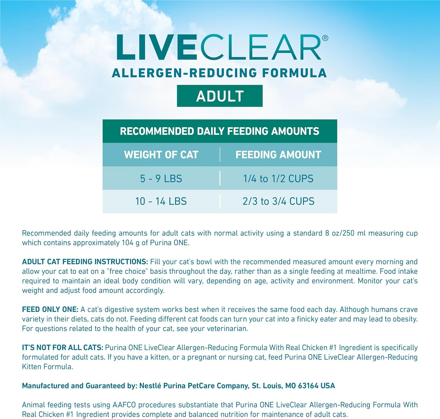 Purina ONE LiveClear Allergen-Reducing Dry Cat Food, 6.3 lb Bag