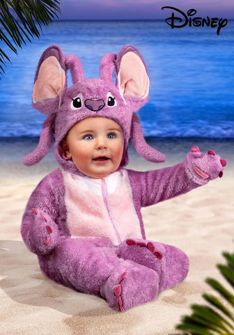 Disney's Lilo & Stitch Angel Costume For Infants | Officially Licensed Plush Pink Jumpsuit With Hood And Booties