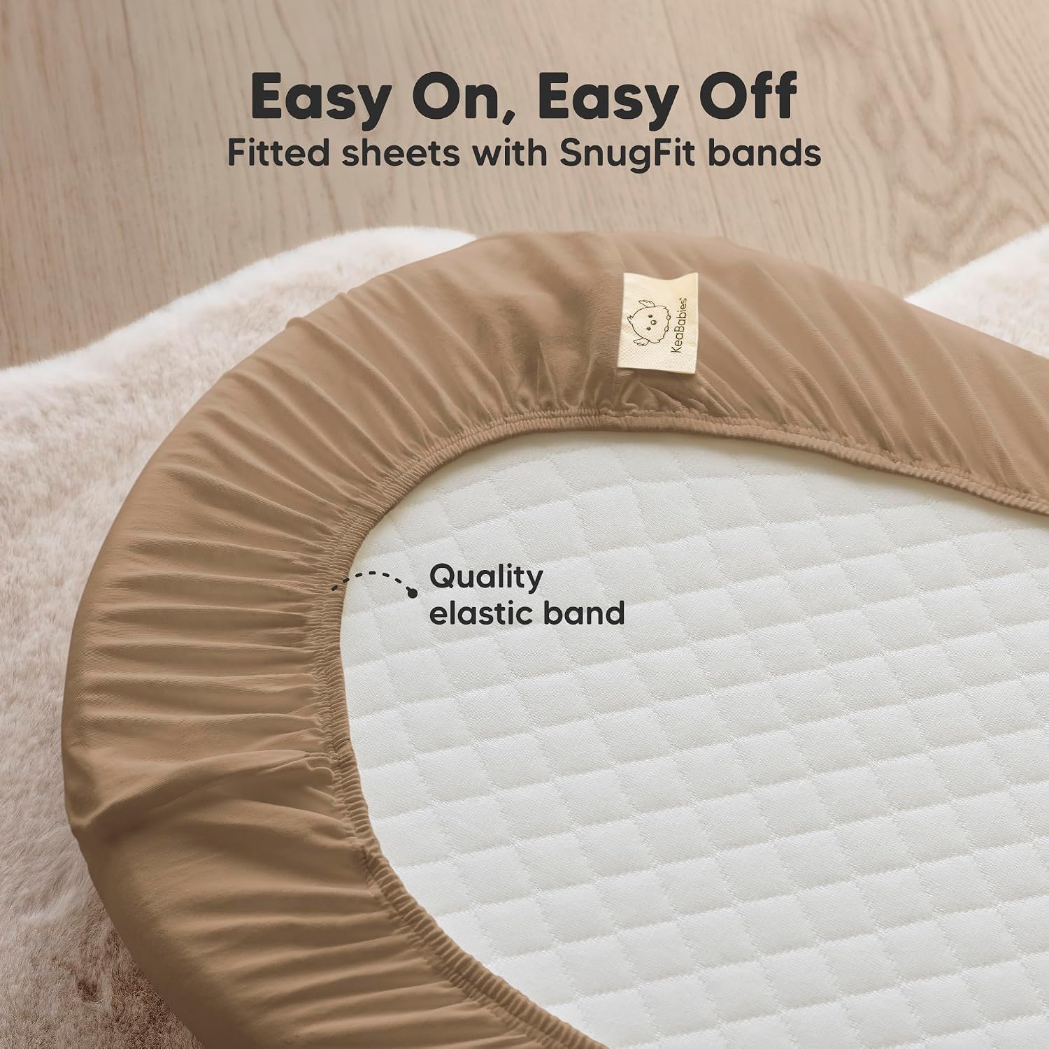 2pk Organic Baby Bassinet Sheets Boys, Girls, Fitted Sheet (Pecan)