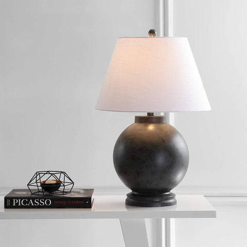 JONATHAN Y Sophie 26" Resin Sphere Table Lamp Sculptural, Dark Gray