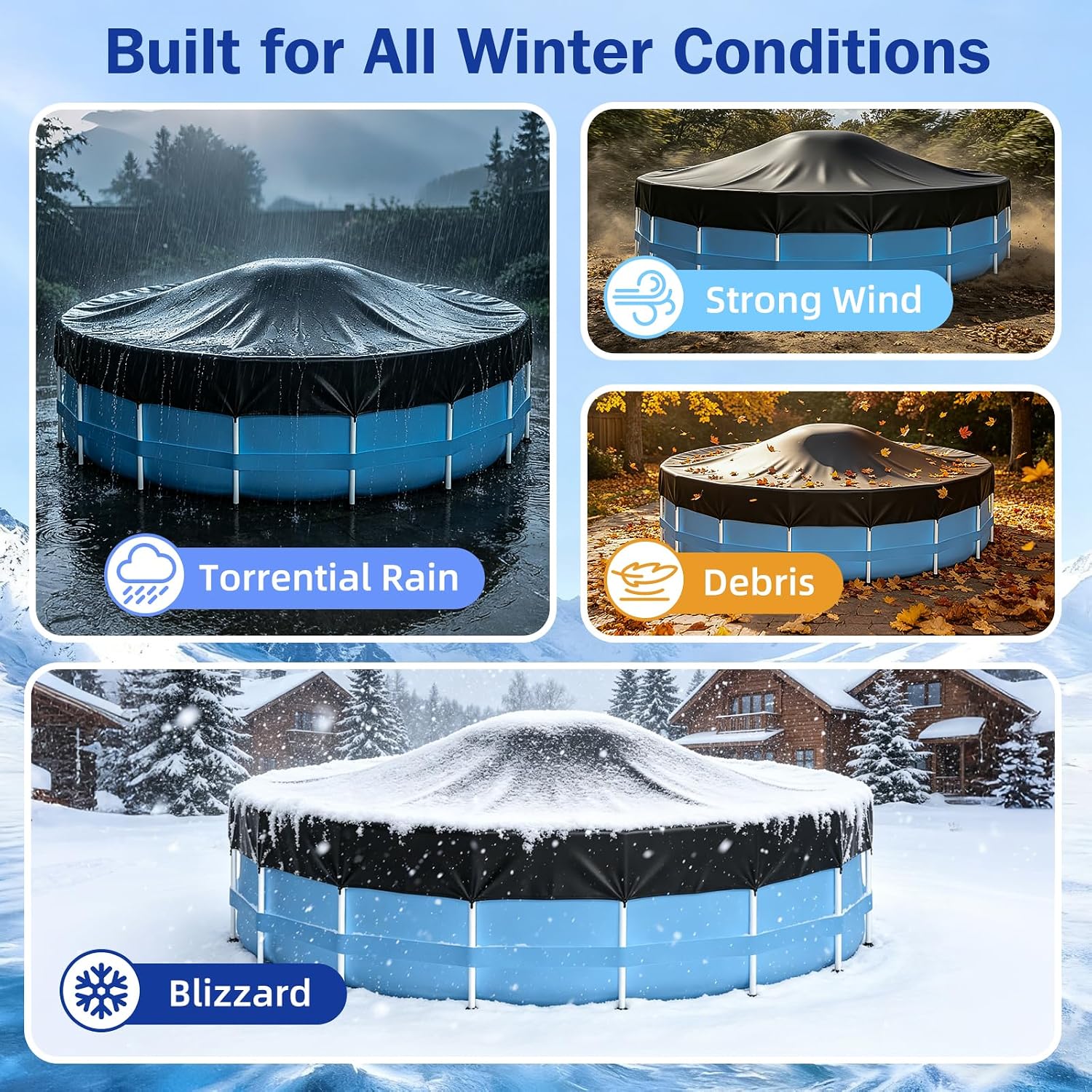 EPN Pool Pillows for Above Ground Pools, 8x8Ft Winter Pool Cover Pillow