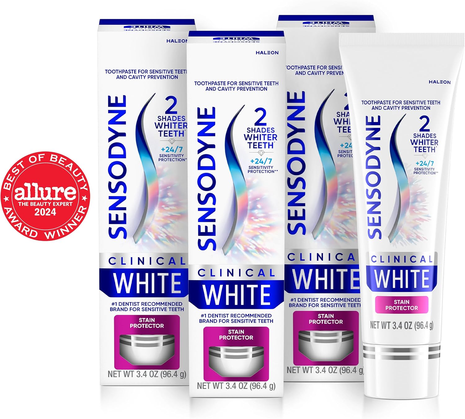 Sensodyne Clinical White Stain Protector Toothpaste, 3.4 oz x 3