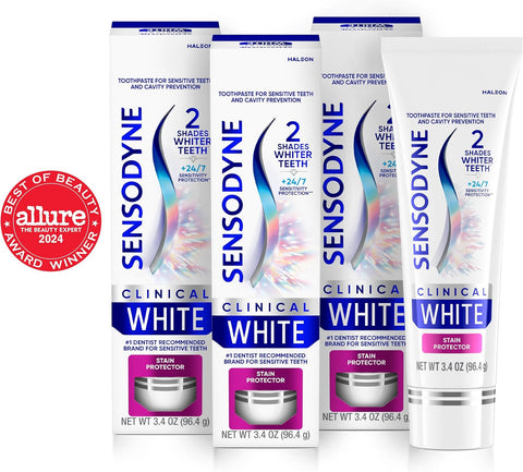 Sensodyne Clinical White Stain Protector Toothpaste, 3.4 oz x 3